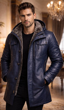 Cappotto lungo uomo blu vera