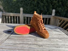 Christian Louboutin Louis Sneakers alte da uomo in camoscio taglia UK 8, marrone