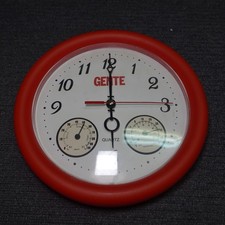 OROLOGIO DA PARETE ROSSO CON BAROMETRO TERMOMETRO GADGET RIVISTA GENTE VINTAGE
