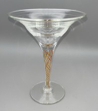 Vetro artistico veneziano vintage attorcigliato latticino stelo mano marrone altezza 18 cm retrò