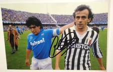 AUTOGRAFO MICHEL PLATINI FOTO MAGLIA JUVENTUS SFIDA SCUDETTO VS NAPOLI MARADONA