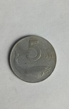Moneta 5 Lire delfino e timone