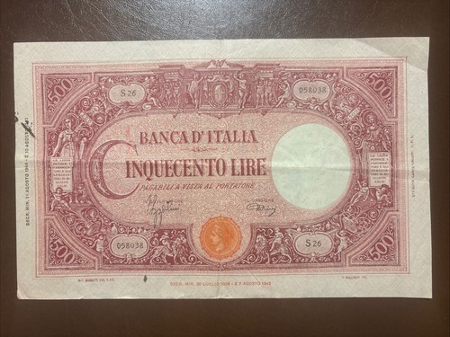 Banconota 500 lire 08 44 - banconota, 1/08/44