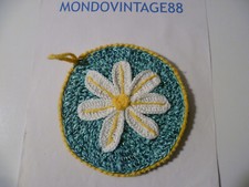 PRESINA DECORATIVA  FATTA A MANO FIORE BIANCO ALL'UNCINETTO COTONE 14 CM