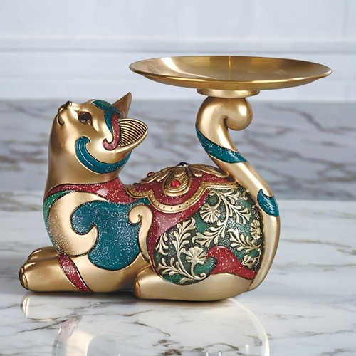 Statuina gatto oro - e, rosso