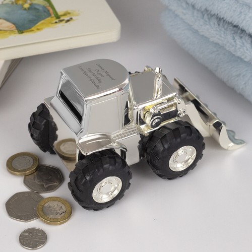 Personalised silver money box - personalised,