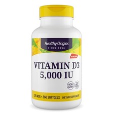 Healthy Origins, vitamina D3, 5000IU, 360 capsule molli - spedizione lampo