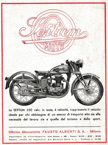 Pubblicita 1947 moto sertum - pubblicita',