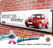 Striscione Ford Escort RS Turbo (rosso) per garage, officina, showroom