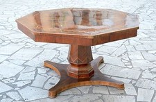 TAVOLO IN NOCE LASTRONATO CARLO X° CON SUPPORTO IN VETRO INTARSIO MARCHETTERIA