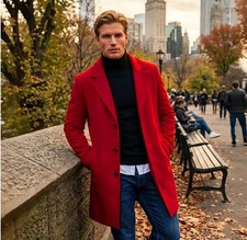 Cappotto Uomo Rosso Elegante