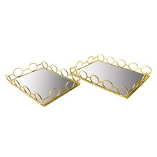 Set 2 pz vassoi metallo oro