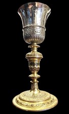 CALICE NAPOLETANO IN ARGENTO  E BRONZO DORATO A FUOCO CON ISCRIZIONE E DATA 1640
