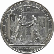 Medaglia  AG  Papa Pio VII Anno XXI Rara SPL "Visita dell'Imperatore d'Austria"
