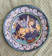 Bellissimo Piatto rotondo in ceramica di castelli, orsini colonna fondo blu