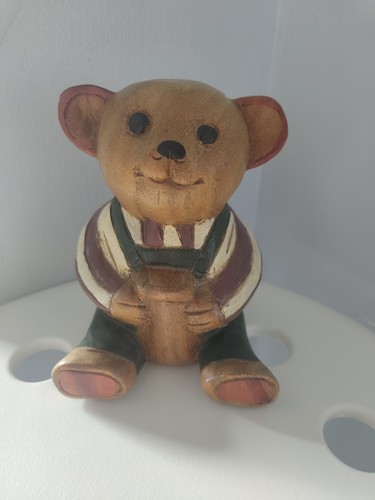 Carved wooden teddy bear - teddy, bear/