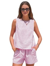 Completo donna estivo 2 pezzi canottiera smanicata pantaloncini abbinati set9657