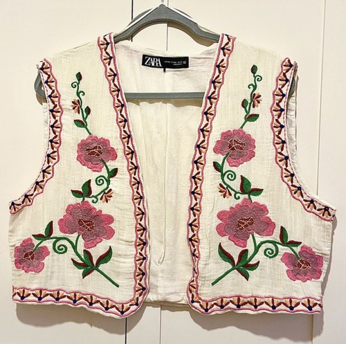 Gilet zara ricamato taglia - gilet,