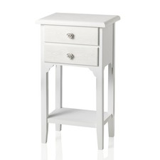 Baroni Home Comodino in Stile Shabby Chic Bianco con Due cassetti e Un ripiano