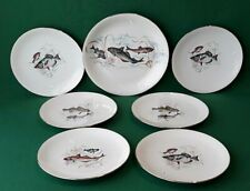 SERVIZIO PIATTI PIATTO PESCE PORCELLANA FILO ORO  BAVARIA VINTAGE 7 PEZZI. FFF65