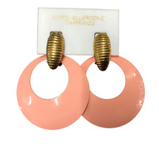 ORECCHINI CERCHI METALLO LACCATO ROSA CM 5,5 BIGIOTTERIA VINTAGE PROD.ANNI 80/90