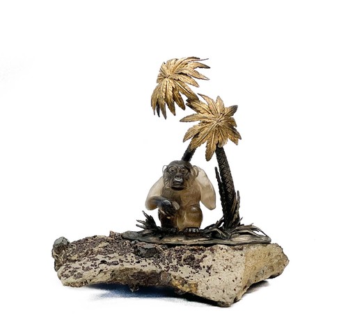 Scultura scimmia argento - scimmia, in