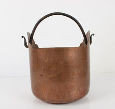 Grande Secchio Mastello Rame Vintage Paiolo con Manico Ferro Decorazione Rustica