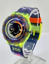 [Nuovo] Orologio Vintage Swatch Scuba Diving 200 Unisex Quarzo Colorato Da Collezione