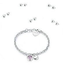 Sagapo Bracciale Cuore Zircone e Orecchini Iniziale Lettera A-Z Donna Acciaio