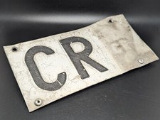 CREMONA CR AUTO EPOCA VINTAGE TARGA METALLO SIGLA SCRITTA PROVINCIA BIANCA