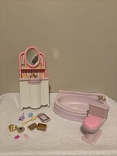 Lotto mobili Barbie anni 90 vasca bagno lavandino wc accessori