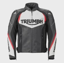 Giacca Moto Triumph Racing Pelle: Logo Ricamato, Stile Biker