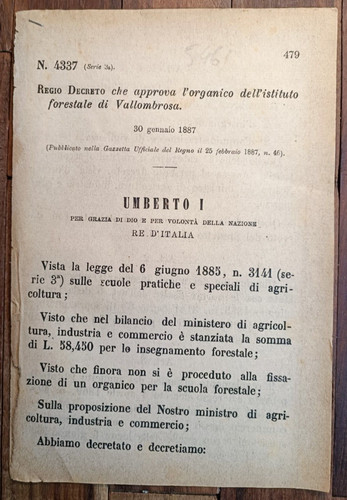 Vallombrosa 1887 regio - 1887, decreto
