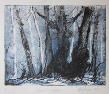 1996 Bosco d'inverno Germana Albertone incisione carborundum e puntasecca Torino