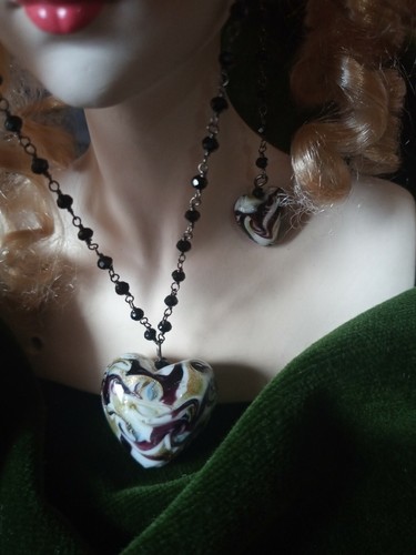 Cuore collana orecchini in - collana,