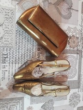 lotto 2017 borsa pouchete color oro + scarpe sandali oro numero 37