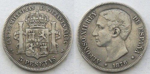 Spagna pesetas alfonso xii - -,