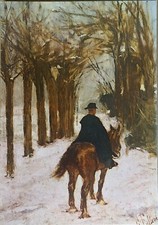 Cartolina Giovanni Fattori dipinto Carabiniere in viale nevoso Non viaggiata