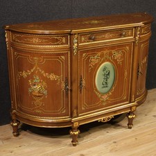 Credenza italiana mobile comò in legno dipinto dorato stile antico XX secolo