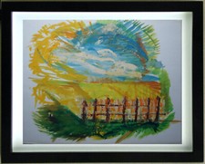 Disegno Gouache Paesaggio Di