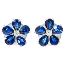 Orecchini Damiani Fiorellino Fiore Zaffiro Oro Bianco 18k Gioielli Italiani