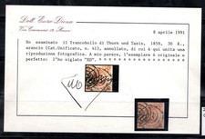 Thurn and Taxis 1859 Mi. 25 Diena usati 100% firmati, 30 kr