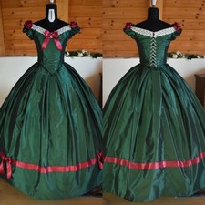 Abito vittoriano anni 60 Quinceanera vintage verde principessa sera festa ballo