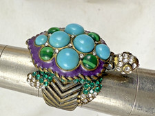 Anello Tartaruga Principessa Amanda Borghese Blu Cabochon Stratificato Cupola Tg 6,5