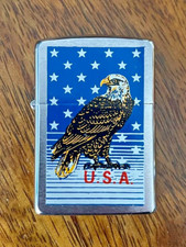 RARO ACCENDINO LIGHTER ZIPPO 1990 BALD EAGLE STAR&STRIPES USA AMERICAN RARE