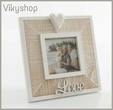 PORTAFOTO SHABBY 10PZ CUORE LOVE legno appoggio ingresso cornice bianco marrone