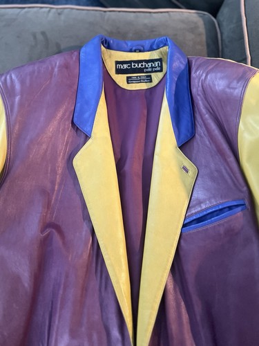 Giacca blazer pelle colorblock