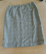 Gonna Misto Lana Fine Anni 90 Principe Di Galles Beige Marrone 