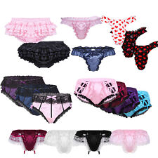 Perizoma mutandine uomo raso seta con volant Sissy intimo incrociato perizoma