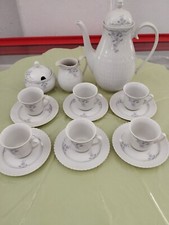 Set di tazzine per caffè con teiera, zuccheriera e lattiera bianche Bavaria